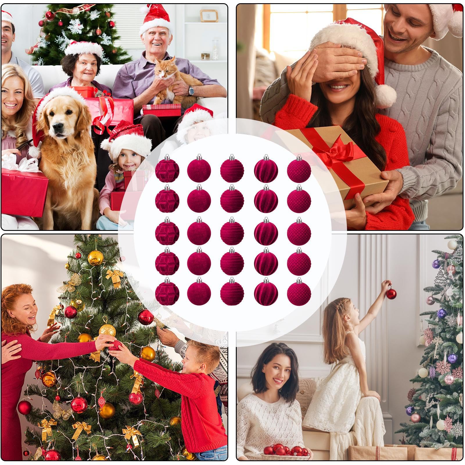 Foto 5 pulgar | Adornos Navideños Lafande - Juego De 25 Bolas De Terciopelo - Venta Internacional.