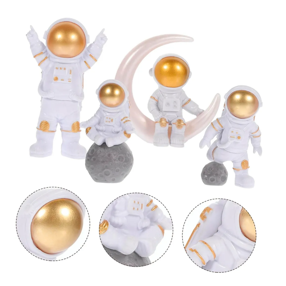 Foto 6 pulgar | ''4pz Figuras Adornos Astronauta Luna Decorativas Escritorio Belug  Blanco ''