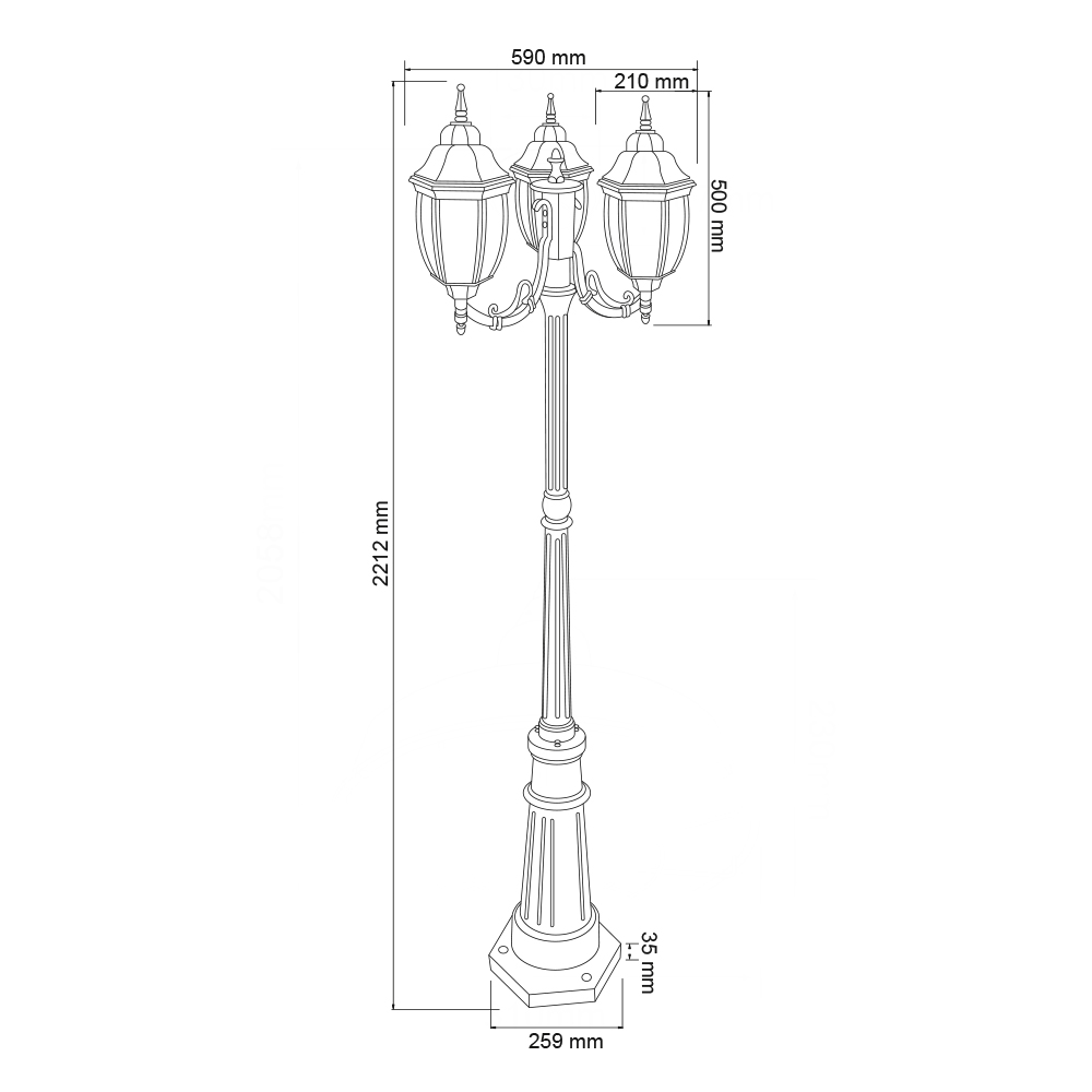 Foto 8 pulgar | Poste Exterior Tecnolite Triple Farol de 78 W