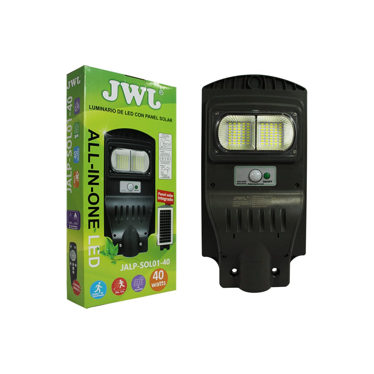 Lámpara Solar Alumbrado Público con Sensor de Movimiento Jwj Jalpsol01-40 $594