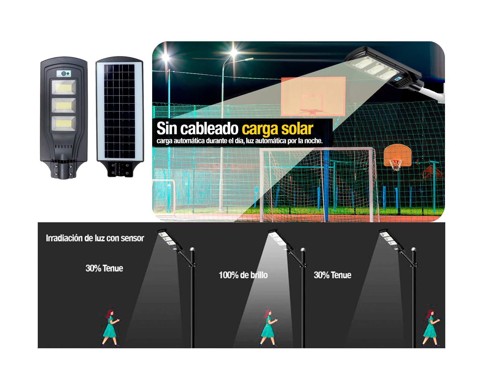 Foto 3 | Lampara Solar Brandtrendy color Negro con Control Remoto y Sensor de Movimiento Iluminación Exterior