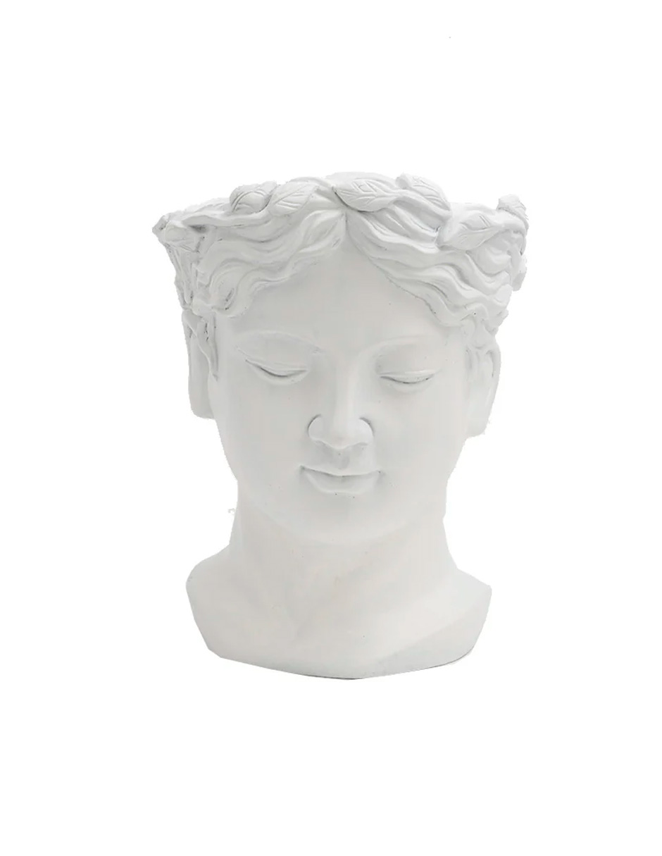 Foto 2 pulgar | Figura Decorativa Blanca De Rostro En Cerámica