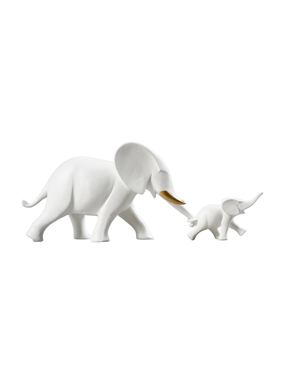 Figura de Elefante Blanco Madre e Hijo