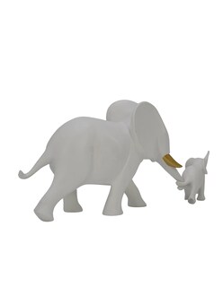 Foto 2 | Figura de Elefante Blanco Madre e Hijo