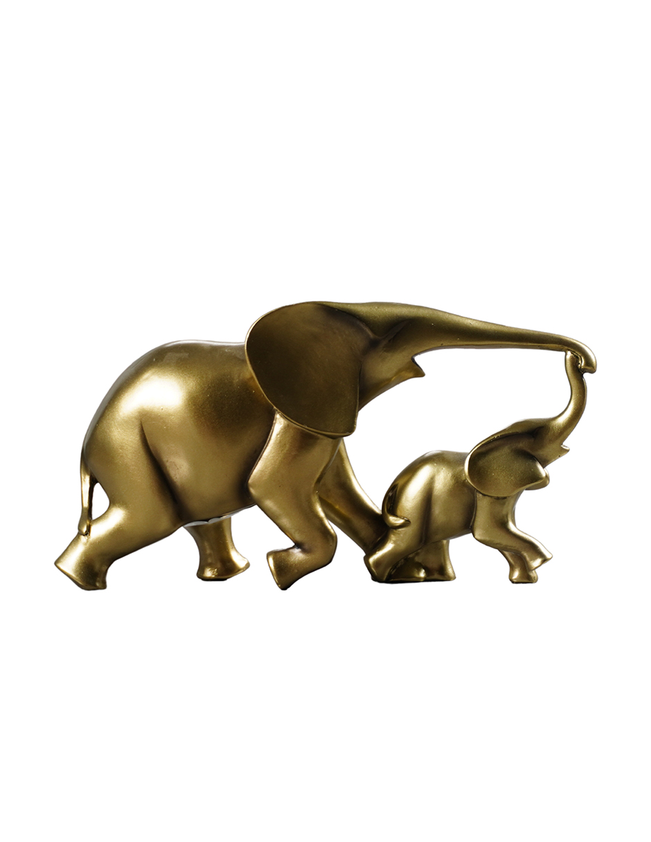 Figura Decorativa Elefantes Dorados