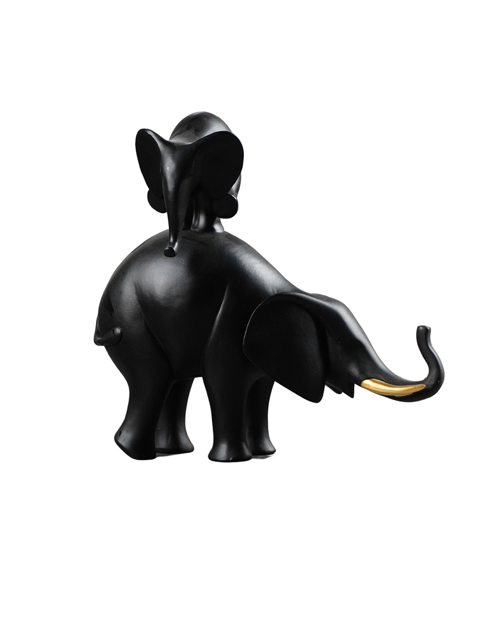 Figura Decorativa Elefante Montado Negro