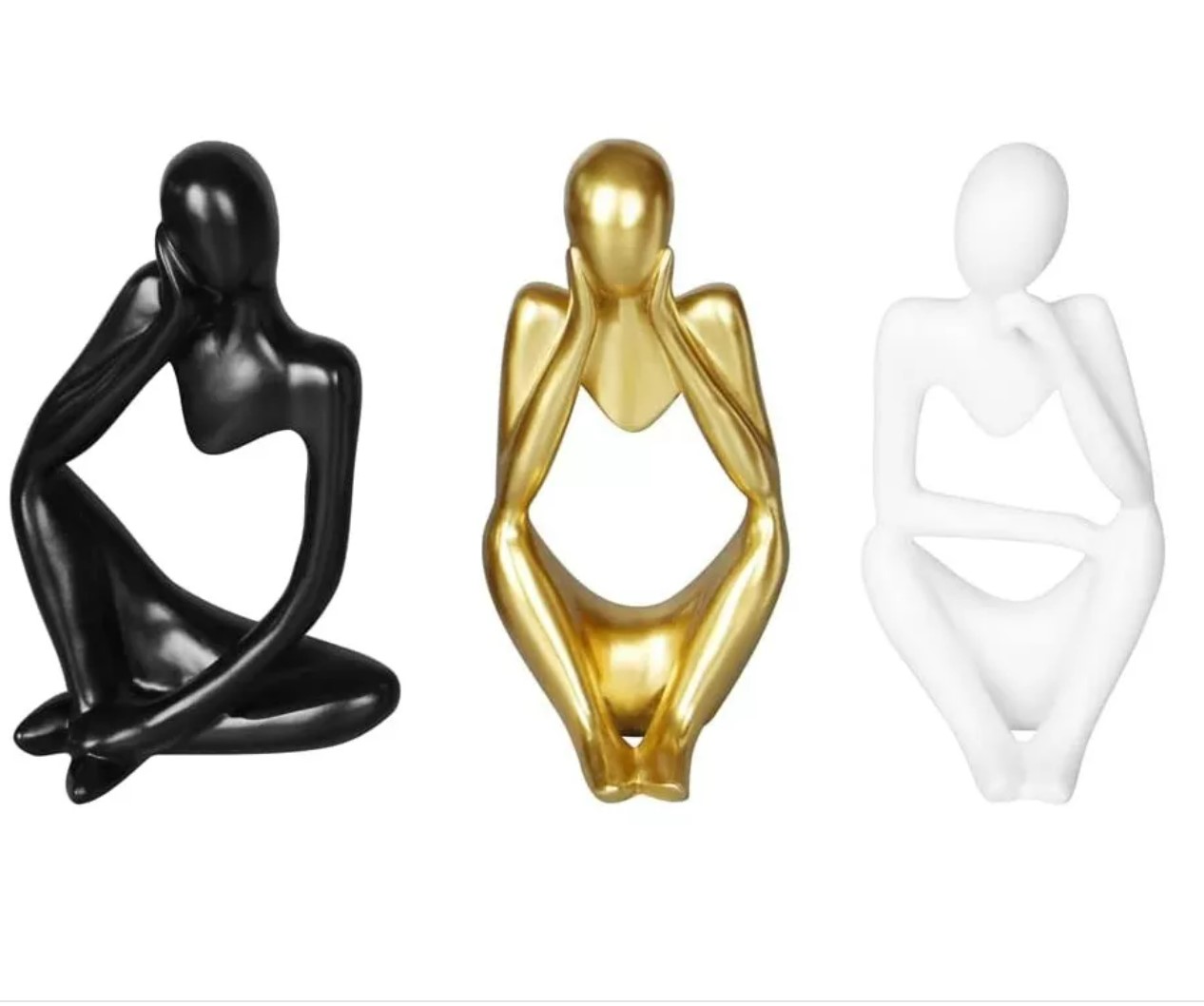 Escultura Decorativa Oro, Negro y Blanco 3 Piezas