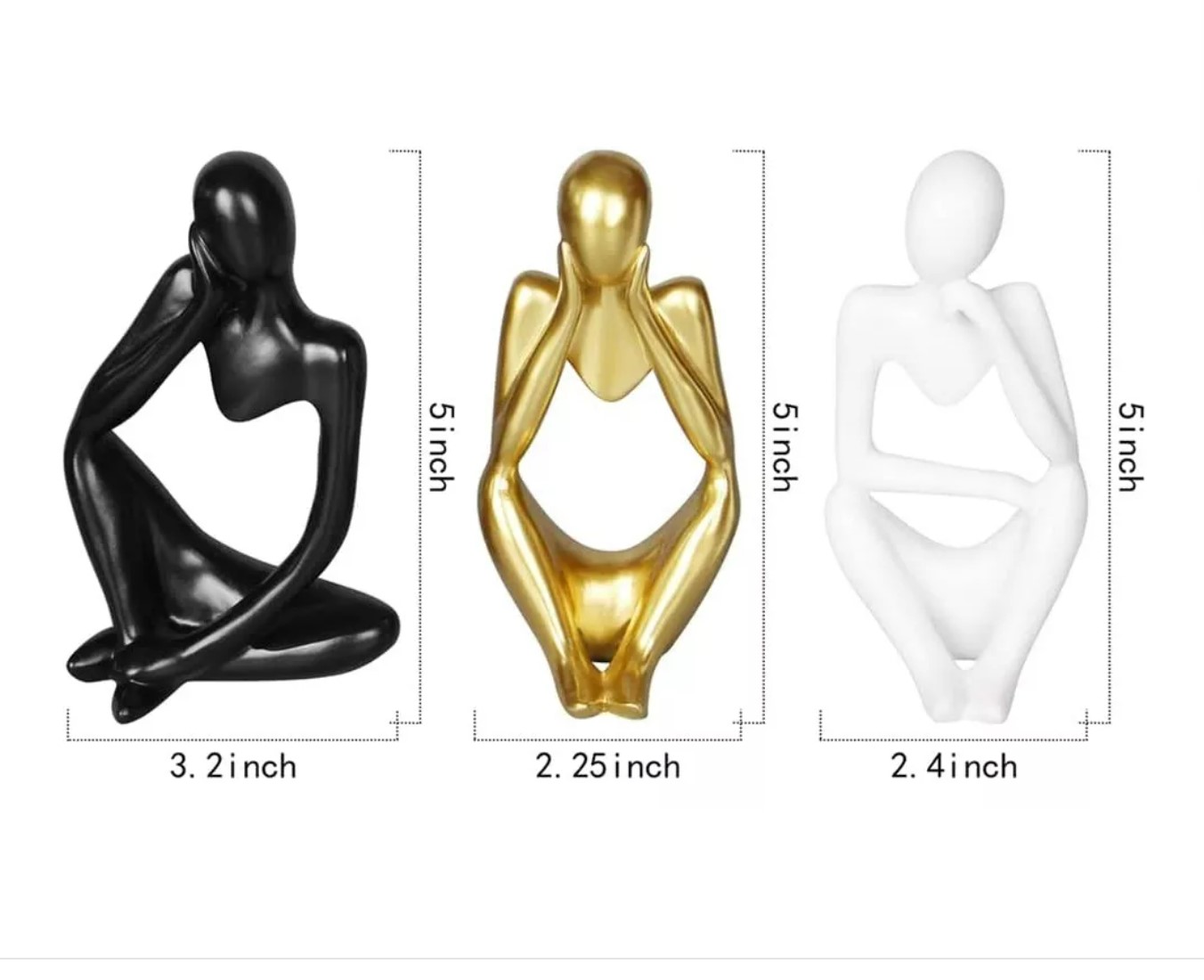 Foto 3 pulgar | Escultura Decorativa Oro, Negro y Blanco 3 Piezas