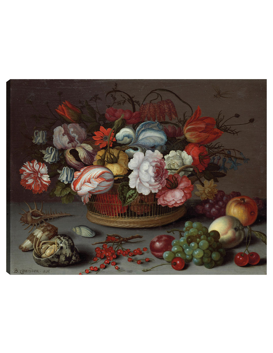 Foto 2 pulgar | Cuadro Decorativo - Cesta De Flores- Balthasar Van Der Ast - Clásicos - 28x36 - Impresión En Lienzo - Fine Art Tj