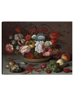 Foto 1 | Cuadro Decorativo - Cesta De Flores- Balthasar Van Der Ast - Clásicos - 28x36 - Impresión En Lienzo - Fine Art Tj
