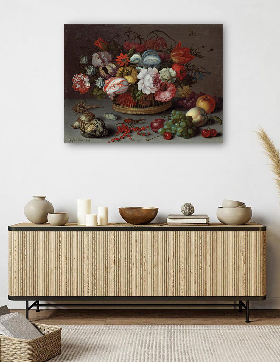 Foto 6 pulgar | Cuadro Decorativo - Cesta De Flores- Balthasar Van Der Ast - Clásicos - 28x36 - Impresión En Lienzo - Fine Art Tj
