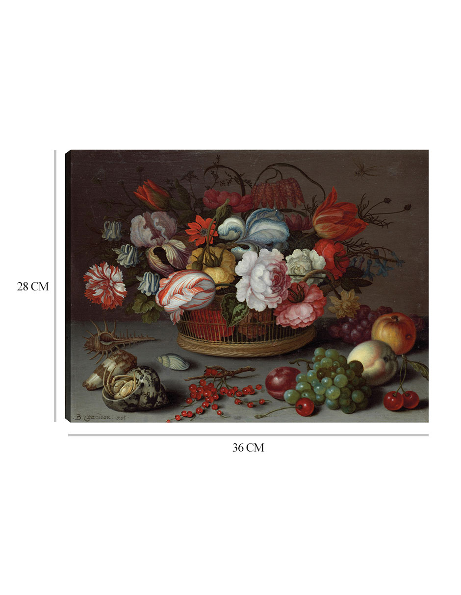 Foto 7 pulgar | Cuadro Decorativo - Cesta De Flores- Balthasar Van Der Ast - Clásicos - 28x36 - Impresión En Lienzo - Fine Art Tj