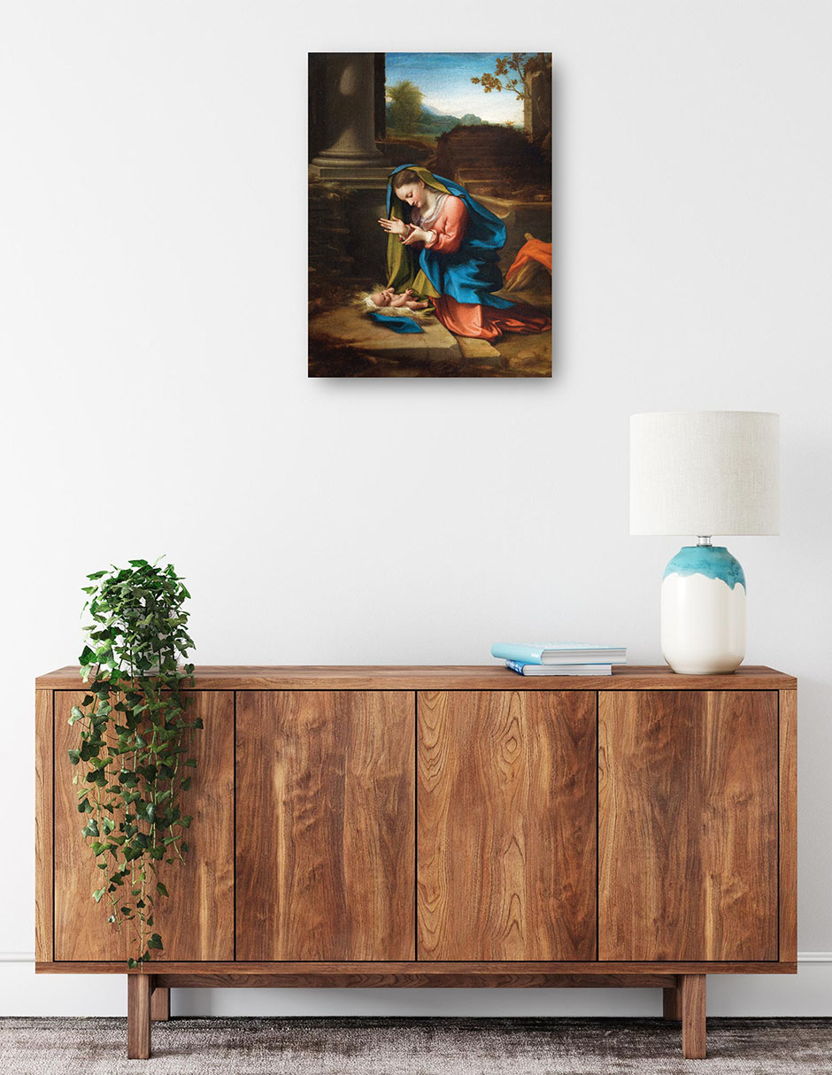Foto 2 | Cuadro Decorativo - Adoración Del Niño Jesús (1518-1520)- Correggio - Religión - 28x36 - Impresión En Lienzo - Fi