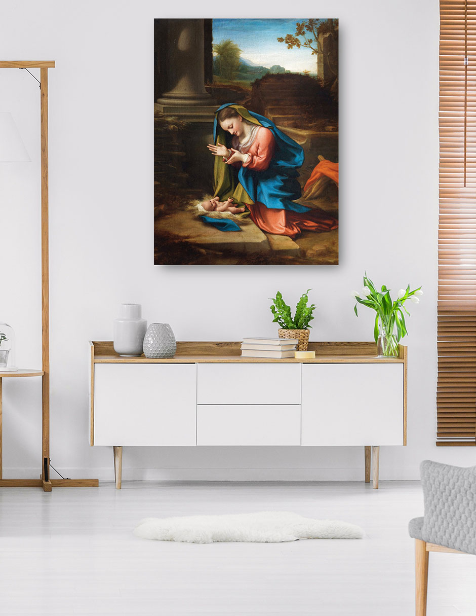 Foto 6 pulgar | Cuadro Decorativo - Adoración Del Niño Jesús (1518-1520)- Correggio - Religión - 28x36 - Impresión En Lienzo - Fi