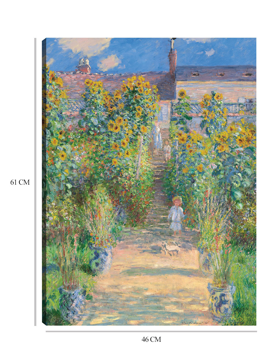 Foto 7 pulgar | Cuadro Decorativo - El Jardín Del Artista En Vetheuil- Claude Monet - Paisaje - 46x61 - Impresión En Lienzo - Fine Ar