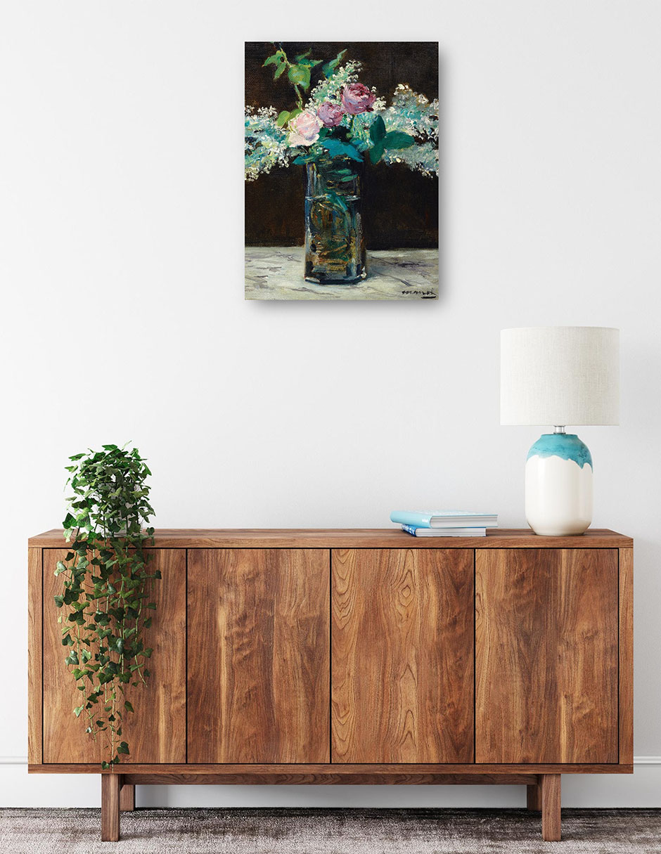 Foto 2 | Cuadro Decorativo - Jarrón De Lilas Y Rosas Blancas (1883)- Edouard Manet - Floral - 28x36 - Impresión En Lienzo