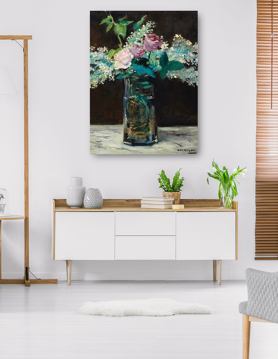 Foto 6 pulgar | Cuadro Decorativo - Jarrón De Lilas Y Rosas Blancas (1883)- Edouard Manet - Floral - 28x36 - Impresión En Lienzo