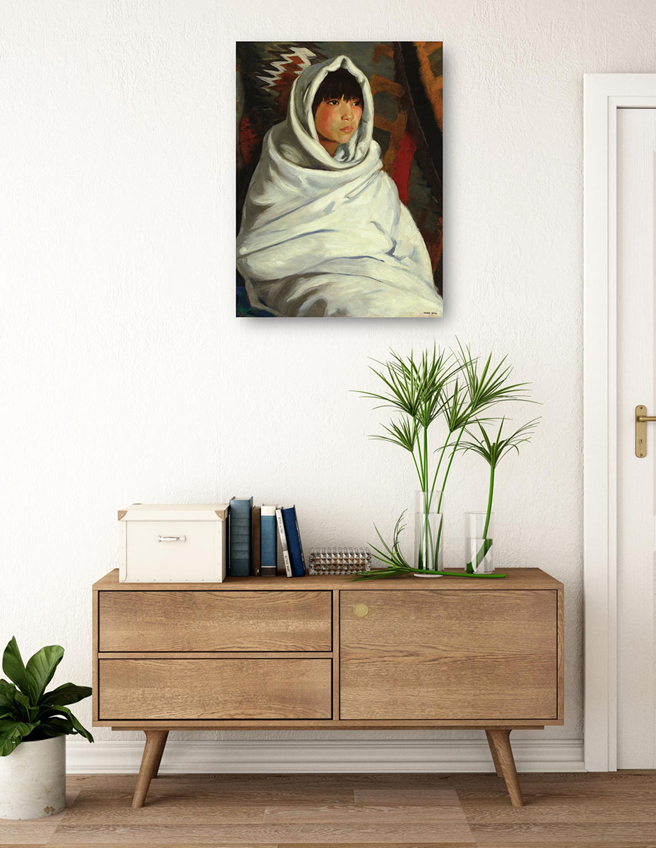 Foto 4 pulgar | Cuadro Decorativo - Niña India En Manta Blanca- Robert Henri - Fotografía - 69x92 - Impresión En Lienzo - Fine Art Tj