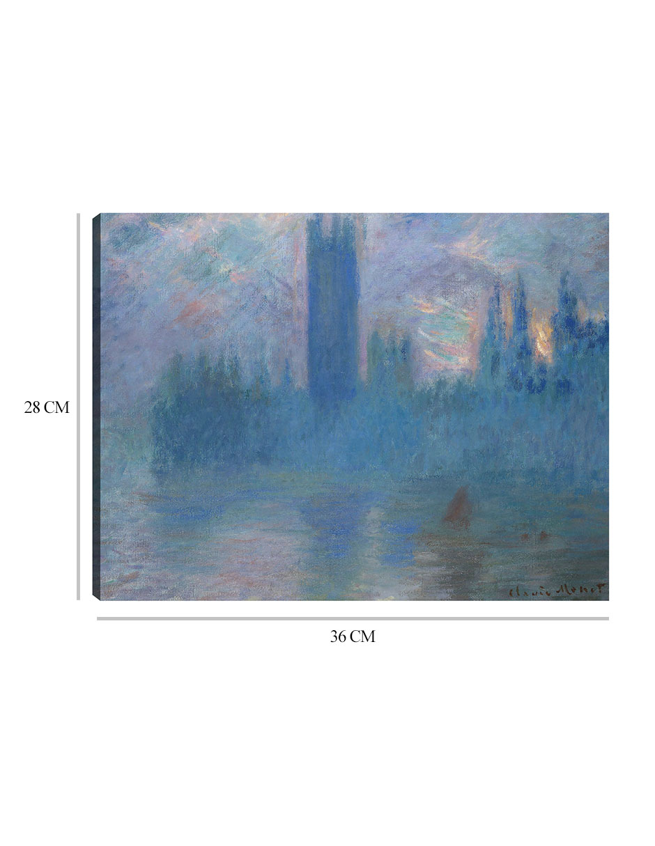 Foto 7 pulgar | Cuadro Decorativo - Casas Del Parlamento, Londres (1900)- Claude Monet - Abstracto - 28x36 - Impresión En Lienzo