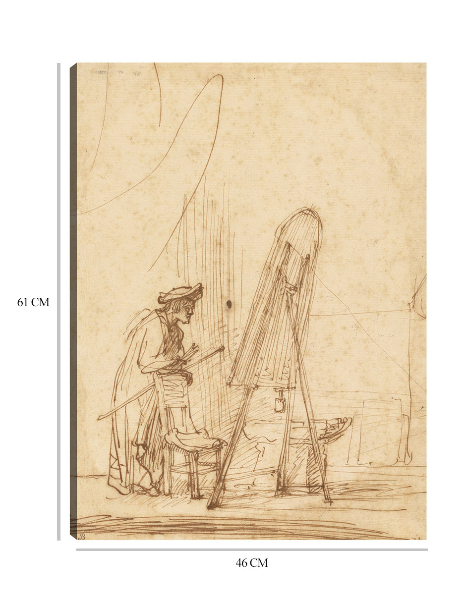 Foto 7 pulgar | Cuadro Decorativo - Un Artista En Su Estudio (1630)- Rembrandt Van Rijn - Abstracto - 46x61 - Impresión En Lienz