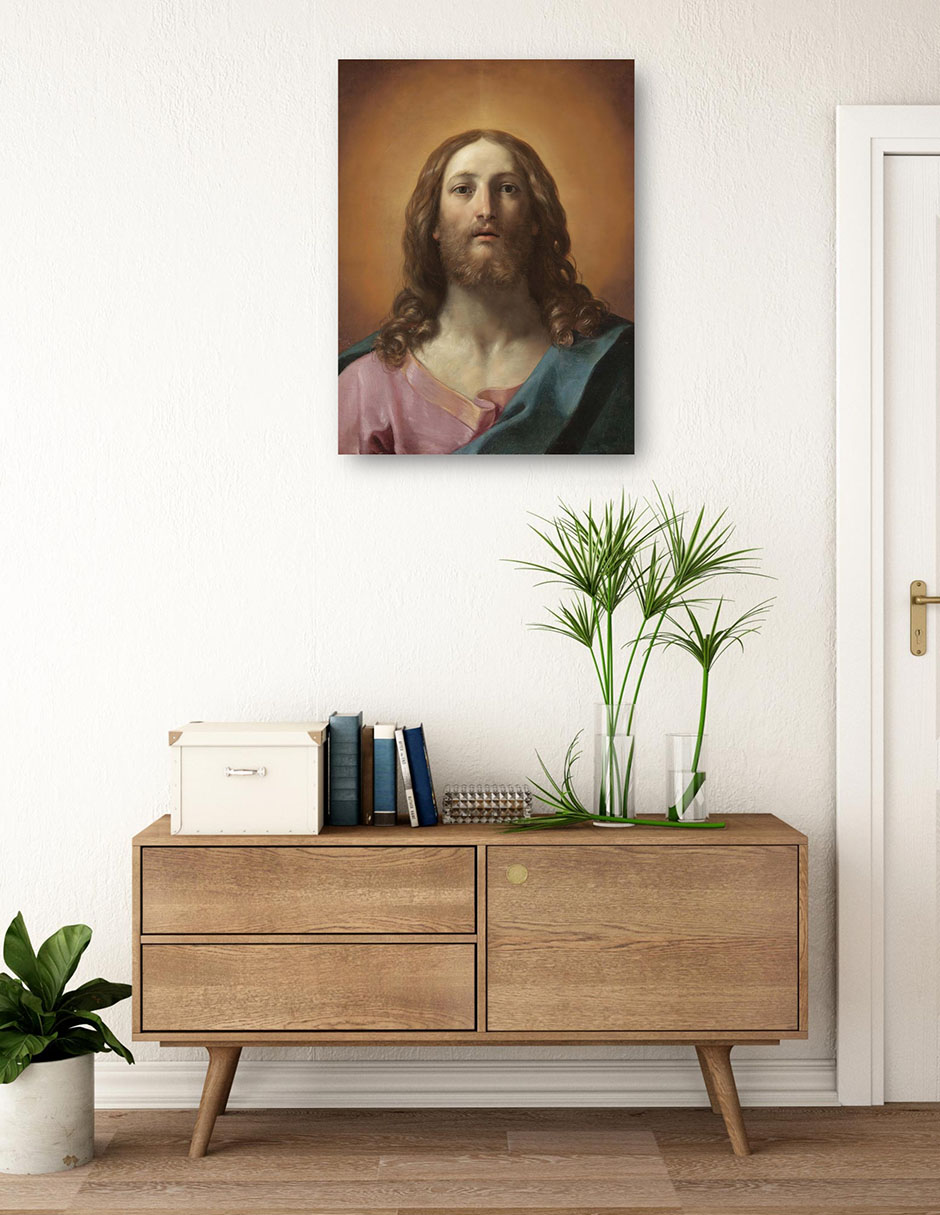 Foto 4 pulgar | Cuadro Decorativo - Busto De Cristo (salvator Mundi)- Guido Reni - Religión - 46x61 - Impresión En Lienzo - Fine Art Tj