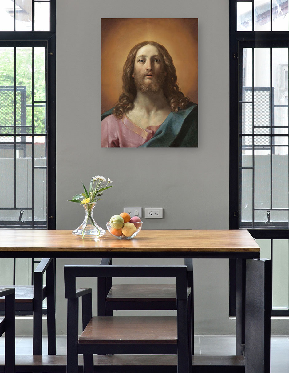 Foto 5 pulgar | Cuadro Decorativo - Busto De Cristo (salvator Mundi)- Guido Reni - Religión - 46x61 - Impresión En Lienzo - Fine Art Tj