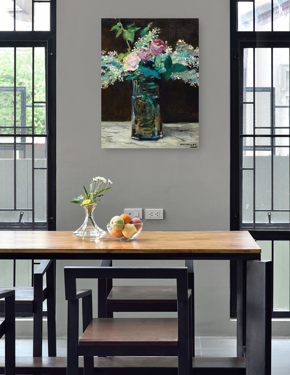 Foto 5 pulgar | Cuadro Decorativo - Jarrón De Lilas Y Rosas Blancas (1883)- Edouard Manet - Floral - 46x61 - Impresión En Lienzo
