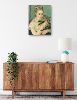 Foto 2 | Cuadro Decorativo - Mujer Con Un Gato- Pierre-auguste Renoir - Fotografía - 46x61 - Impresión En Lienzo - Fine Art Tj