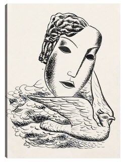 Foto 1 | Cuadro Decorativo - Cabeza De Mujer Con Pájaro (1935)- Leo Gestel - Fotografía - 46x61 - Impresión En Lienzo - Fine