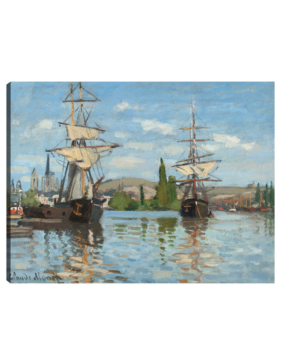 Foto 2 pulgar | Cuadro Decorativo - Barcos Navegando Por El Sena En Rouen- Claude Monet - Religión - 69x92 - Impresión En Lienzo