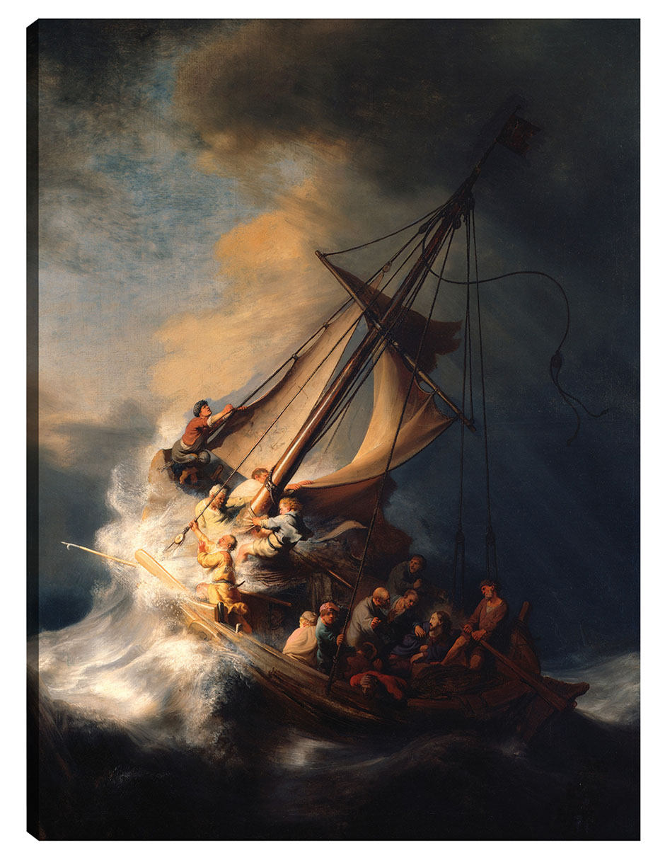 Foto 1 | Cuadro Decorativo - La Tormenta En El Mar De Galilea- Rembrandt Van Rijn - Religión - 46x61 - Impresión En Lien