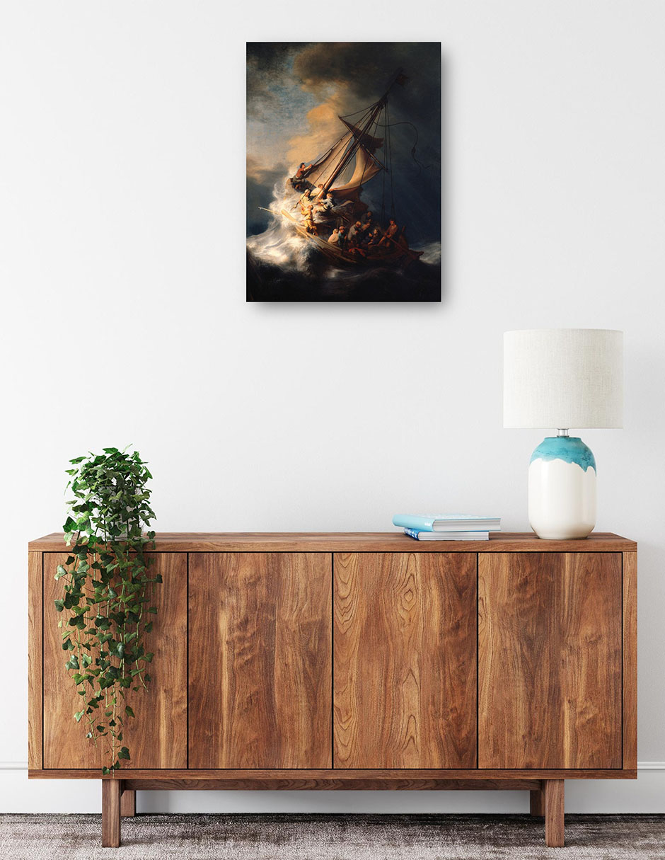 Foto 2 | Cuadro Decorativo - La Tormenta En El Mar De Galilea- Rembrandt Van Rijn - Religión - 46x61 - Impresión En Lien