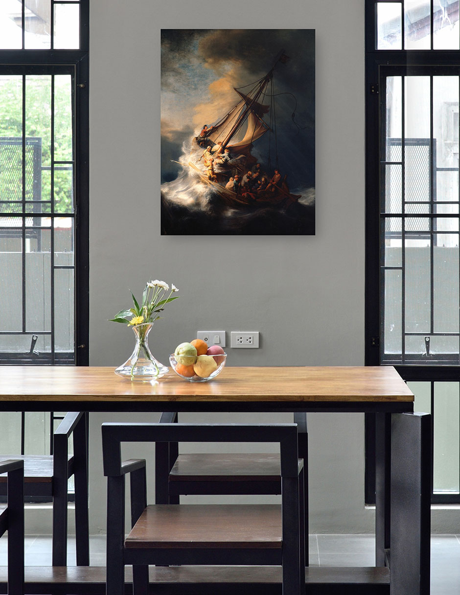 Foto 4 | Cuadro Decorativo - La Tormenta En El Mar De Galilea- Rembrandt Van Rijn - Religión - 46x61 - Impresión En Lien