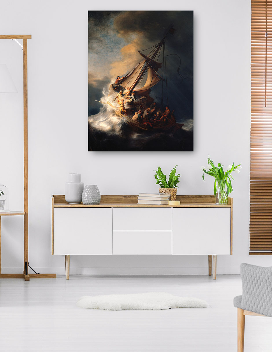 Foto 5 | Cuadro Decorativo - La Tormenta En El Mar De Galilea- Rembrandt Van Rijn - Religión - 46x61 - Impresión En Lien