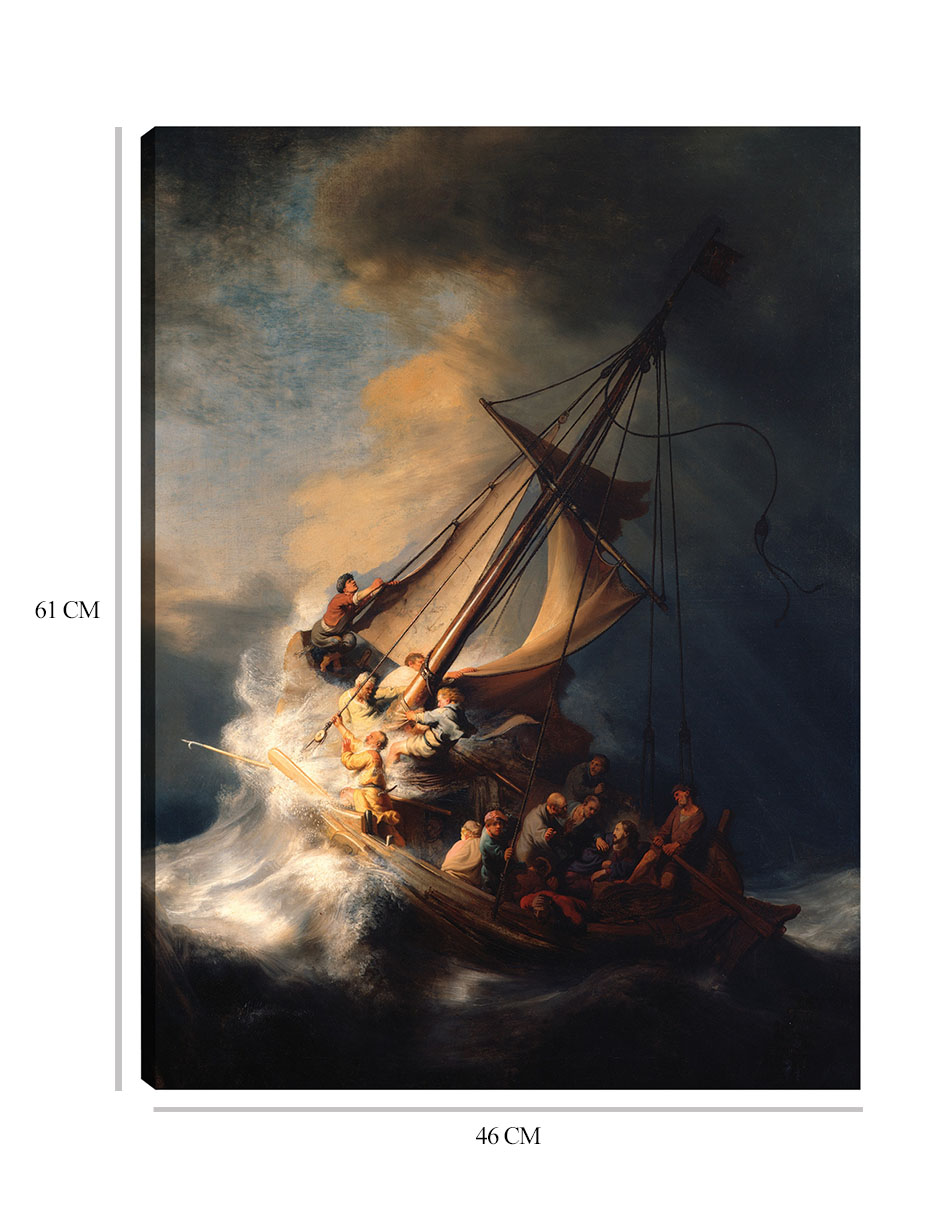 Foto 6 | Cuadro Decorativo - La Tormenta En El Mar De Galilea- Rembrandt Van Rijn - Religión - 46x61 - Impresión En Lien