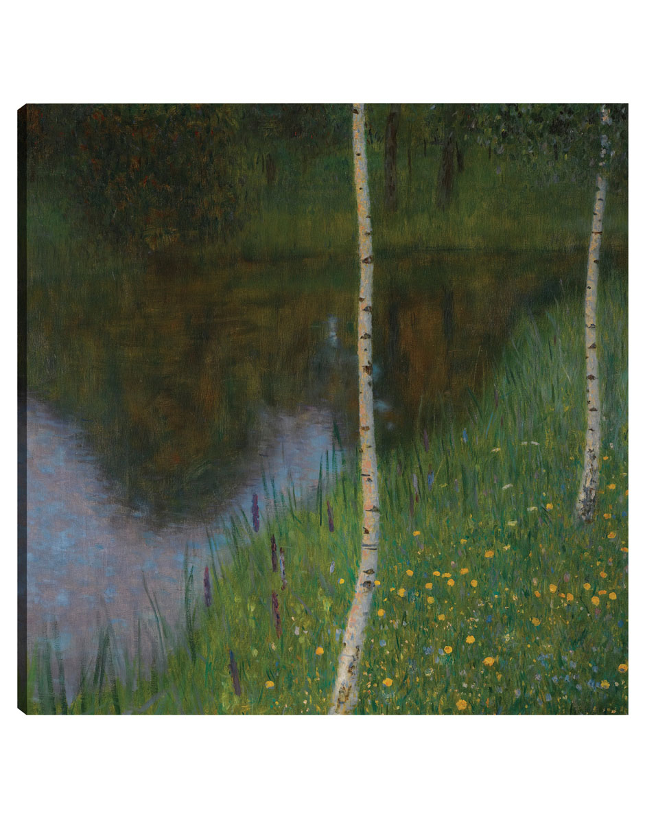 Cuadro Decorativo - A Orillas Del Lago Con Abedules- Gustav Klimt - Paisaje - 105x105 - Impresión En Lienzo - Fine Art
