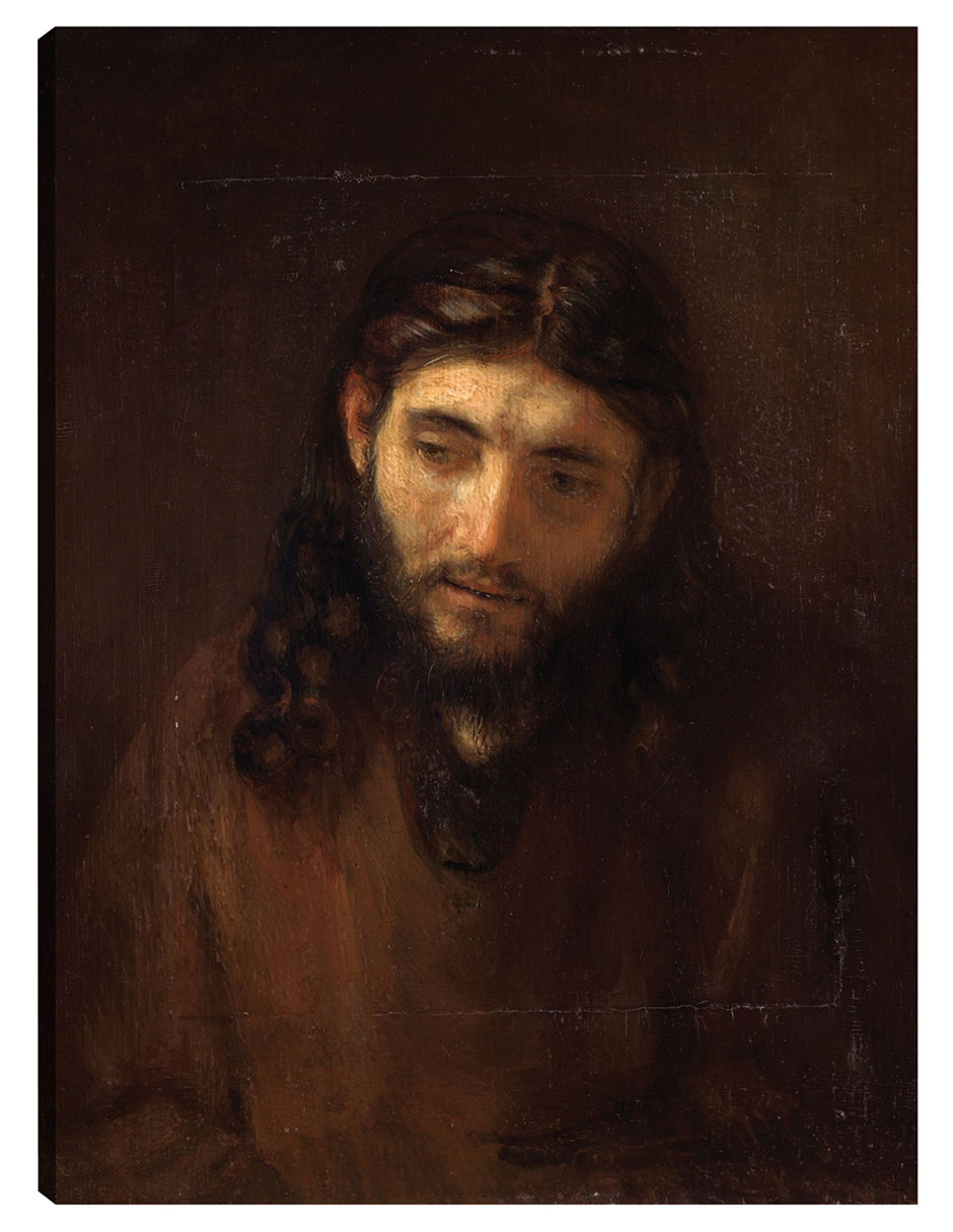 Cuadro Decorativo - Cabeza De Cristo- Rembrandt Van Rijn - Religión - 46x61 - Impresión En Lienzo - Fine Art Tj