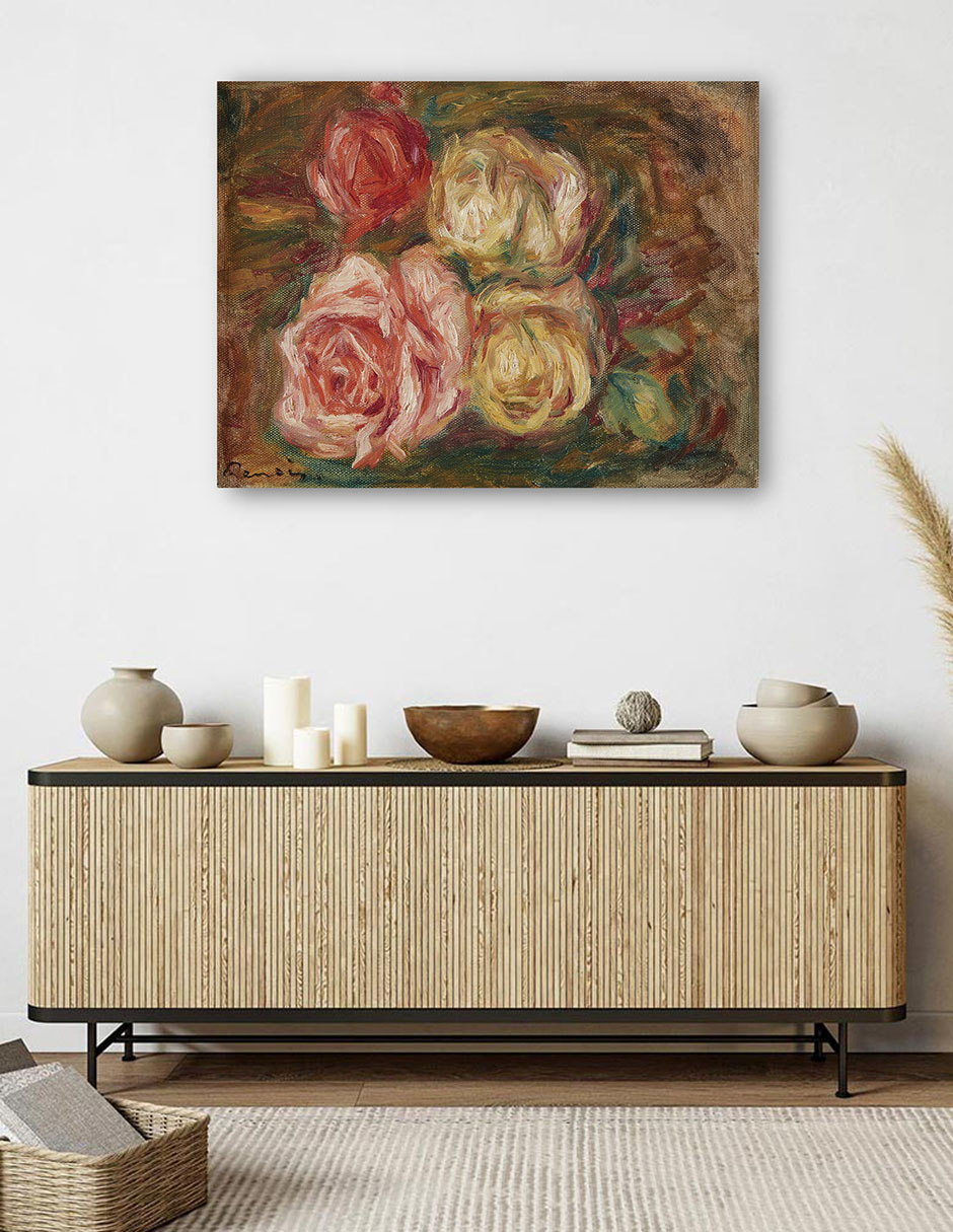 Foto 6 pulgar | Cuadro Decorativo - Rosas (1917)- Pierre-auguste Renoir  - Religión - 28x36 - Impresión En Lienzo - Fine Art Tj