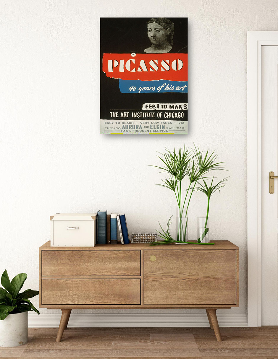 Foto 3 | Cuadro Decorativo - Picasso–40 Años De Su Arte (1936)- Picasso - Frases - 46x61 - Impresión En Lienzo - Fine Art Tj