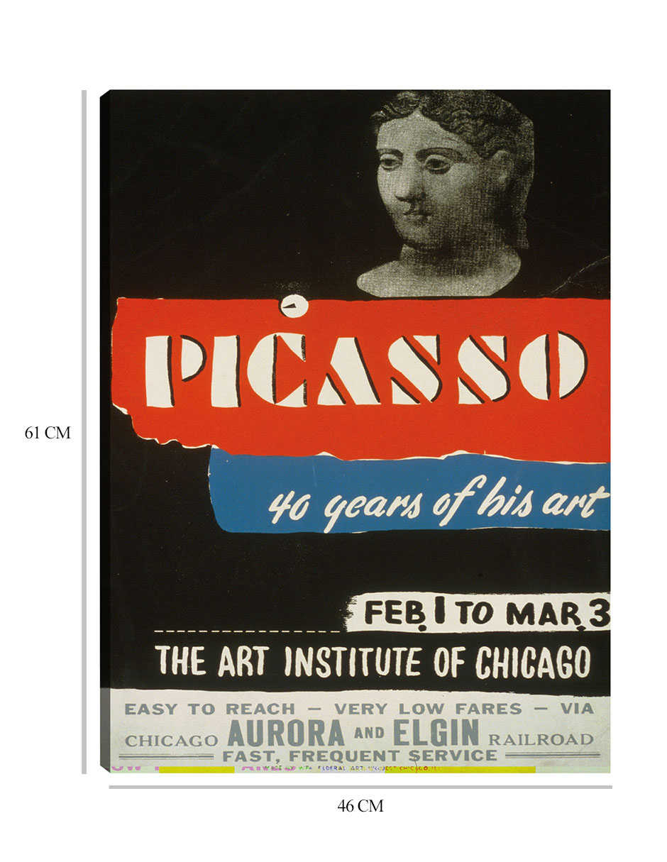 Foto 7 pulgar | Cuadro Decorativo - Picasso–40 Años De Su Arte (1936)- Picasso - Frases - 46x61 - Impresión En Lienzo - Fine Art Tj