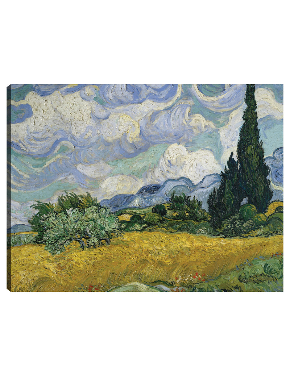 Cuadro Decorativo - Campo De Trigo Con Cipreses (1889)- Vincent Van Gogh - Paisaje - 28x36 - Impresión En Lienzo