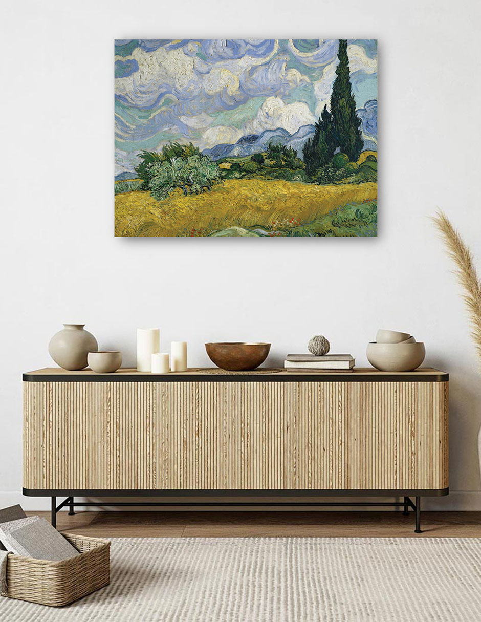 Foto 5 | Cuadro Decorativo - Campo De Trigo Con Cipreses (1889)- Vincent Van Gogh - Paisaje - 28x36 - Impresión En Lienzo
