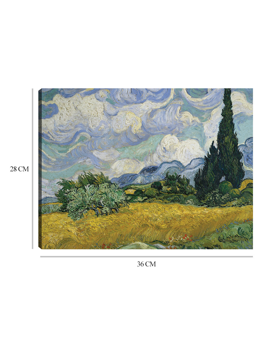 Foto 7 pulgar | Cuadro Decorativo - Campo De Trigo Con Cipreses (1889)- Vincent Van Gogh - Paisaje - 28x36 - Impresión En Lienzo