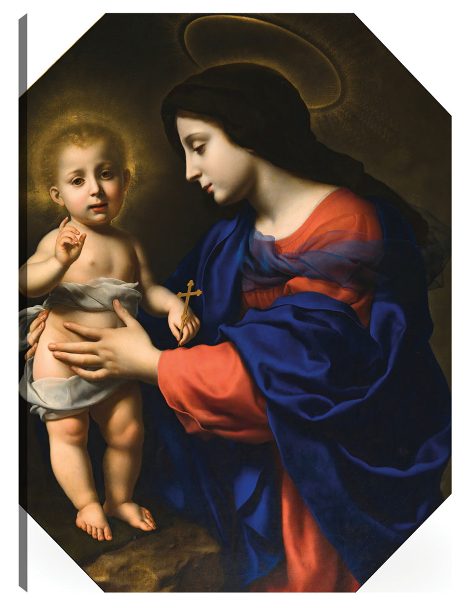 Cuadro Decorativo - La Virgen Y El Niño (1651)- Carlo Dolci - Religión - 46x61 - Impresión En Lienzo - Fine Art Tj