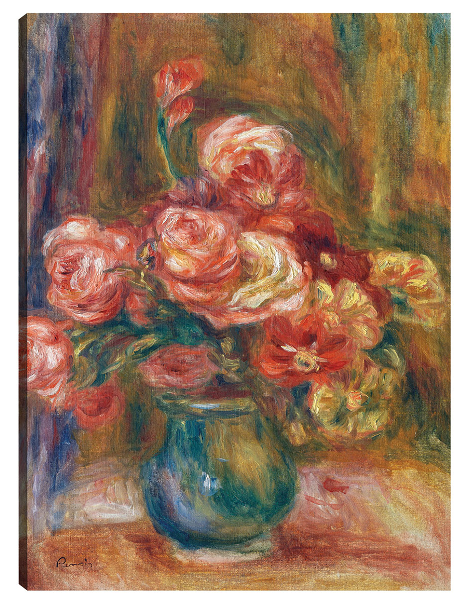 Cuadro Decorativo - Jarrón De Rosas (c. 1890-1900)- Pierre-auguste Renoir  - Floral - 46x61 - Impresión En Lie