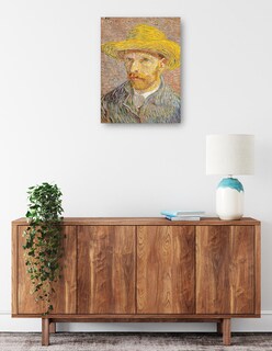 Foto 2 | Cuadro Decorativo - Autorretrato Con Sombrero De Paja- Vincent Van Gogh - Fotografía - 28x36 - Impresión En Li