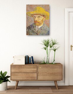 Foto 3 | Cuadro Decorativo - Autorretrato Con Sombrero De Paja- Vincent Van Gogh - Fotografía - 28x36 - Impresión En Li