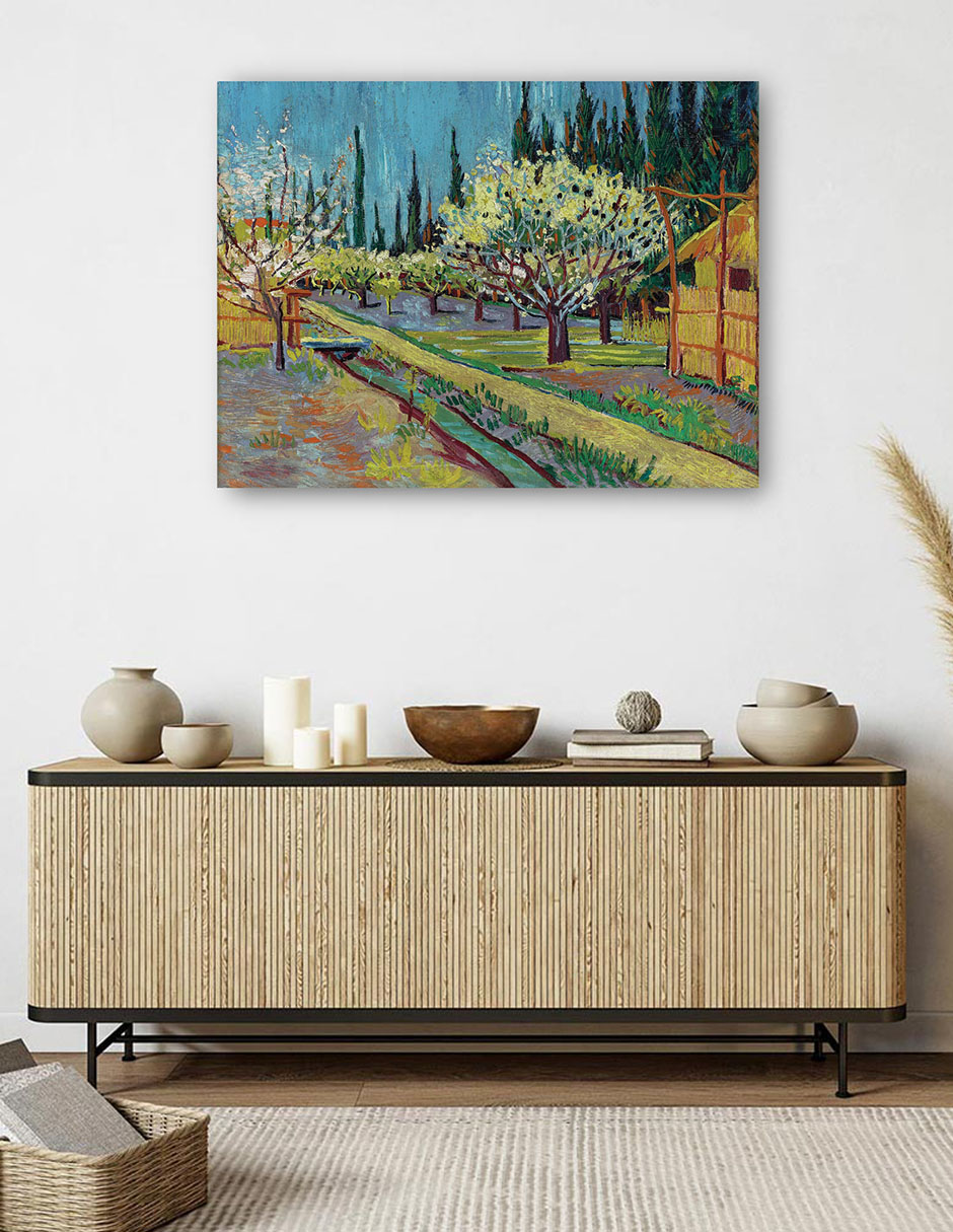 Foto 6 pulgar | Cuadro Decorativo - Huerto Bordeado De Cipreses (1888)- Vincent Van Gogh - Paisaje - 107x143 - Impresión En Lie