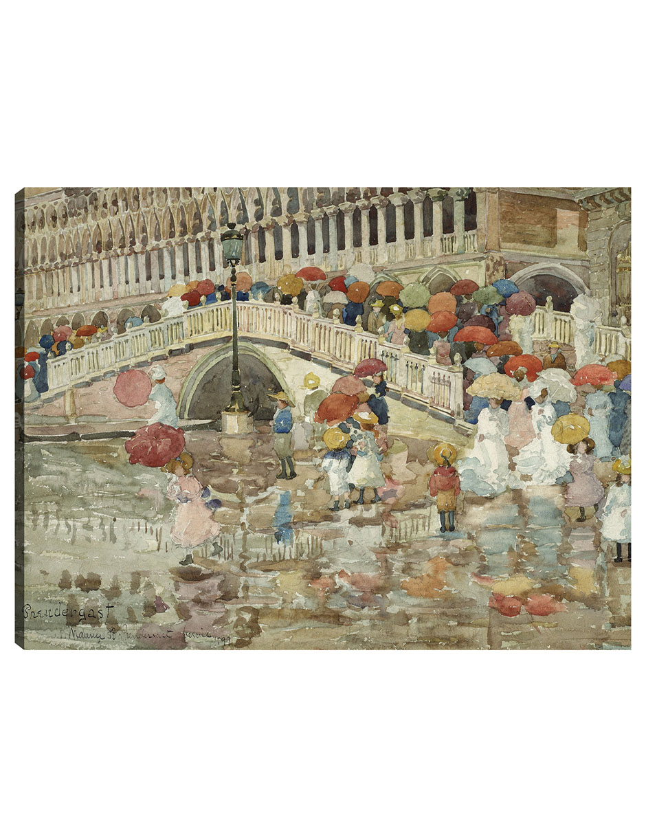 Cuadro Decorativo - Paraguas Bajo La Lluvia (1899)- Maurice Prendergast - Religión - 69x92 - Impresión En Lienzo