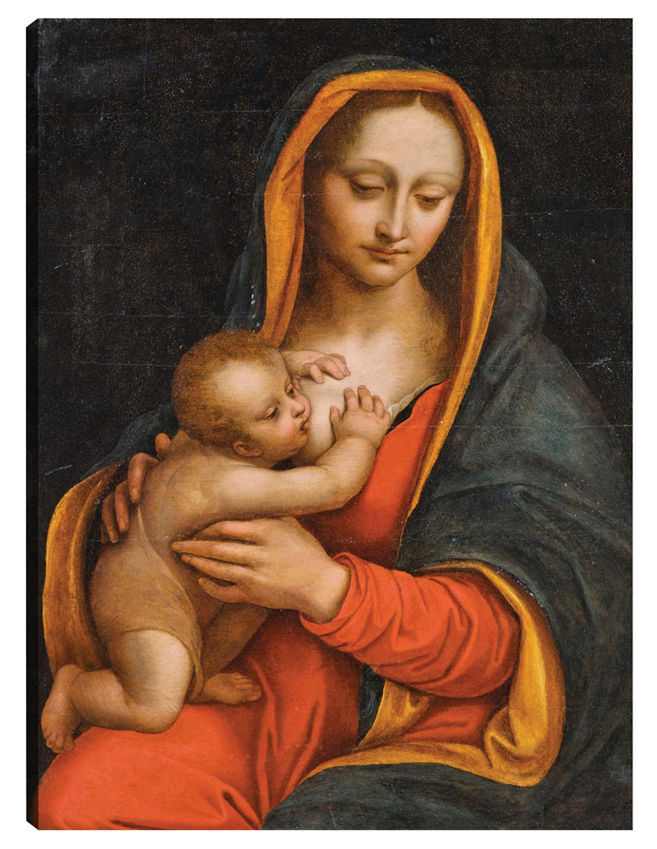 Foto 2 pulgar | Cuadro Decorativo - Virgen Y El Niño (siglo Xvi)- School Of Leonardo - Religión - 28x36 - Impresión En Lienzo - Fi